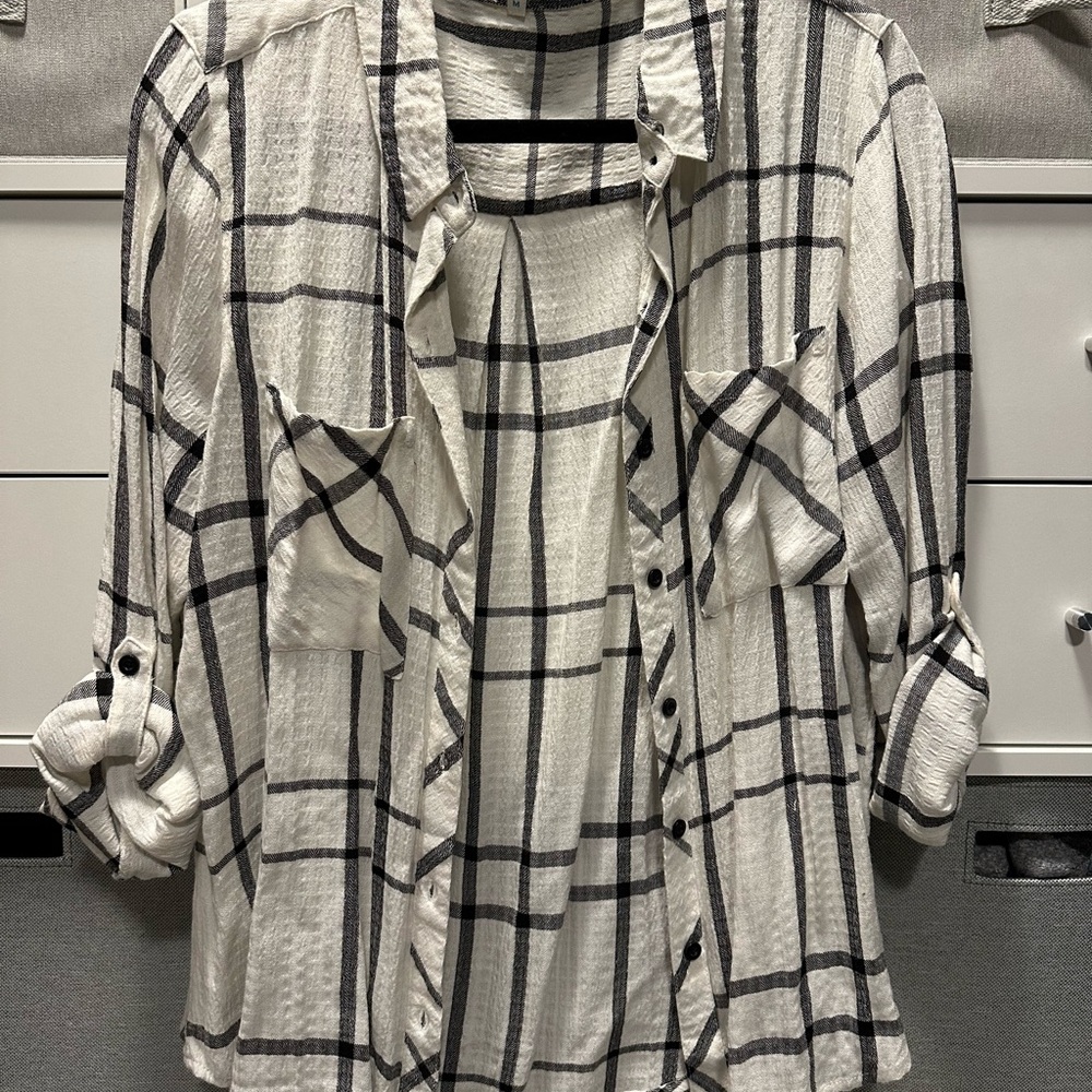 Grace & Lace Lightweight Plaid Top